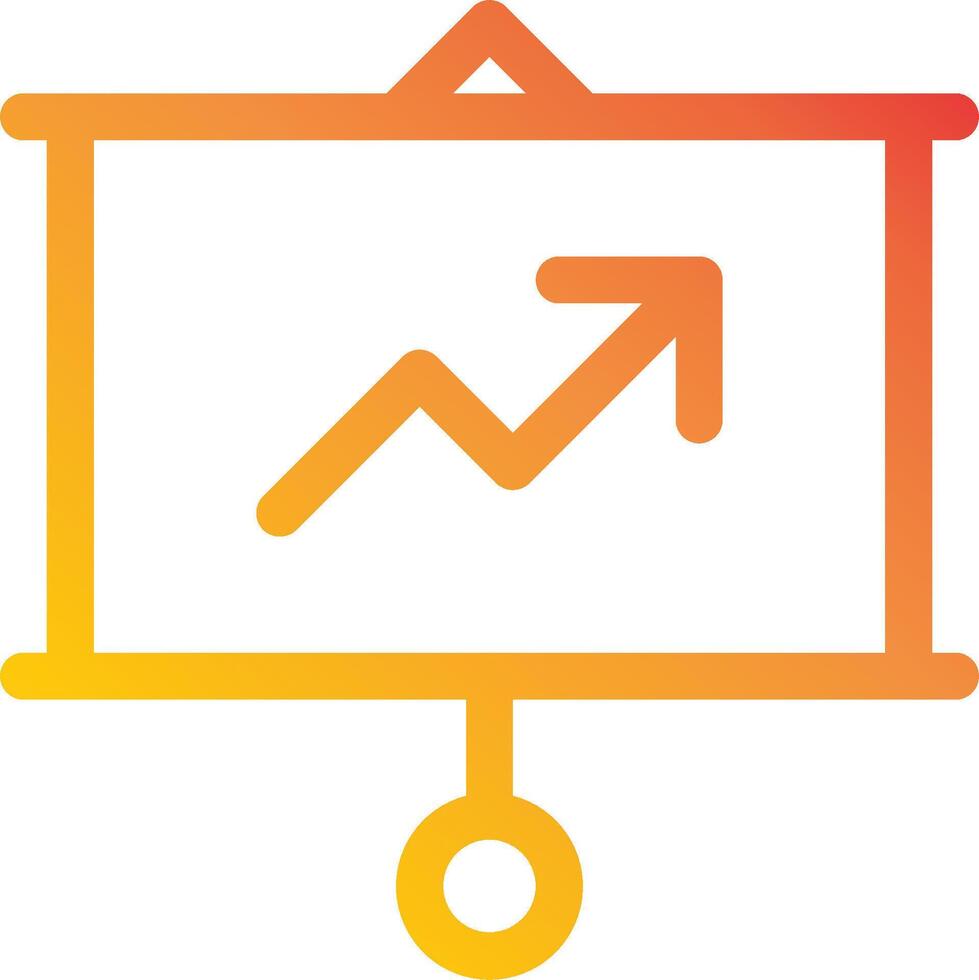 A yellow and orange icon of a business graph vector