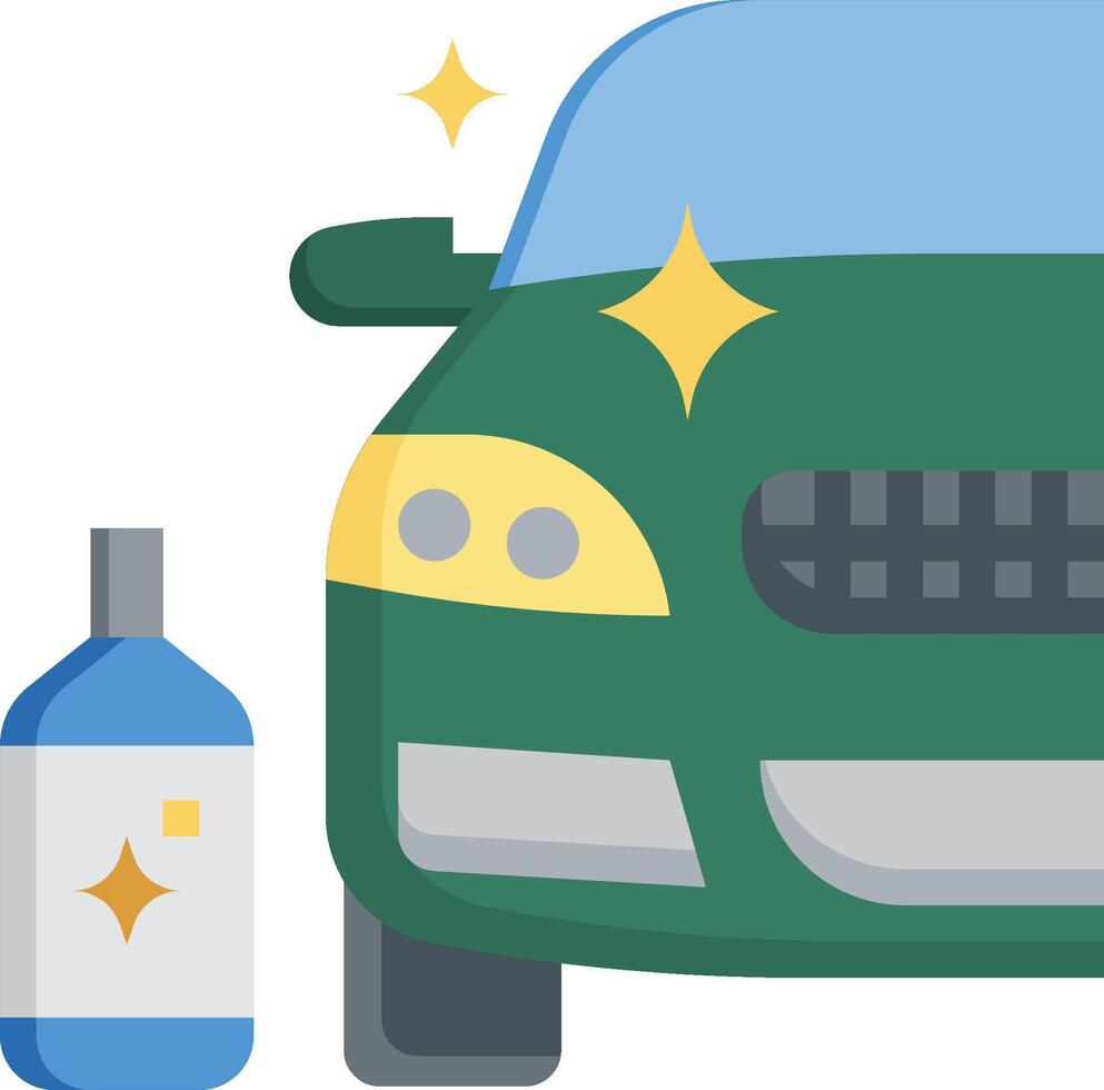 Car cleaning with a bottle of cleaner vector