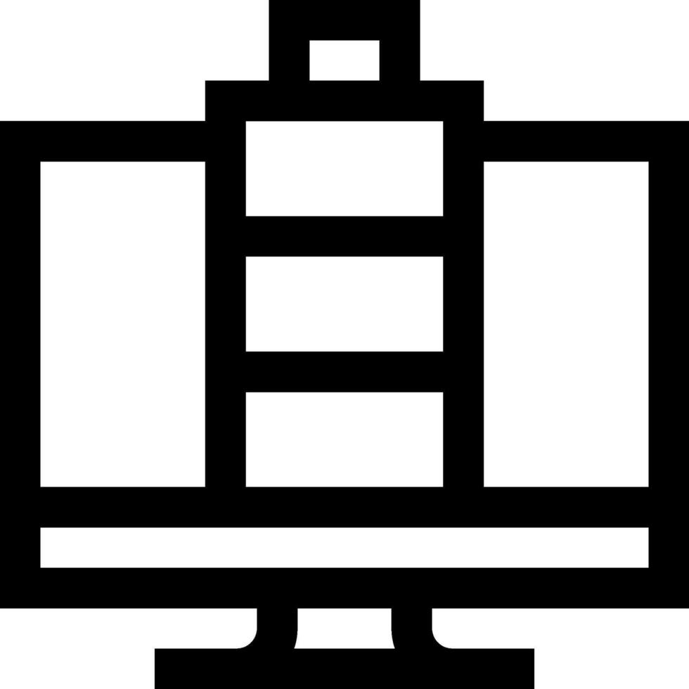 A black and white image of a computer monitor vector