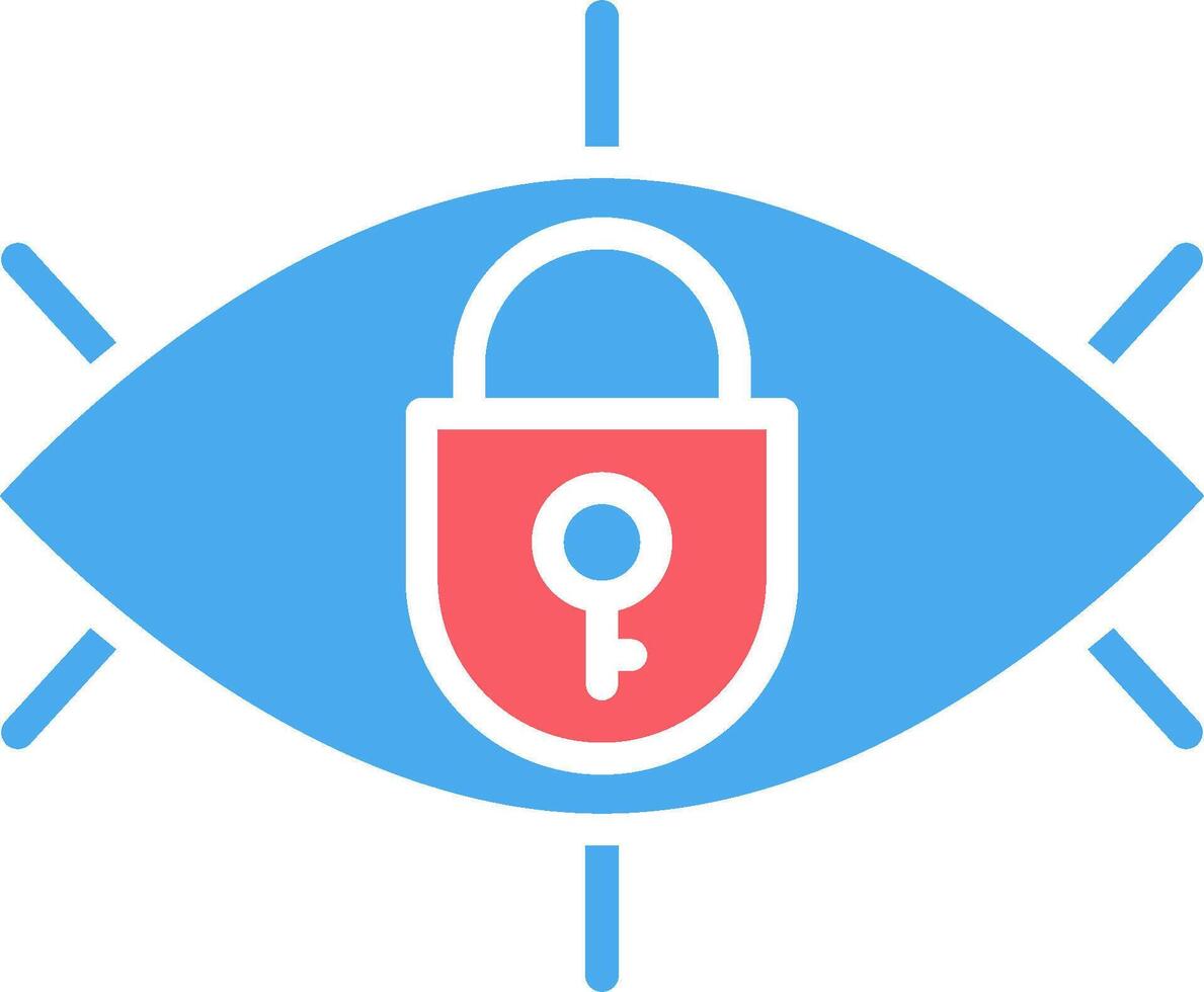 An eye with a padlock and key icon vector