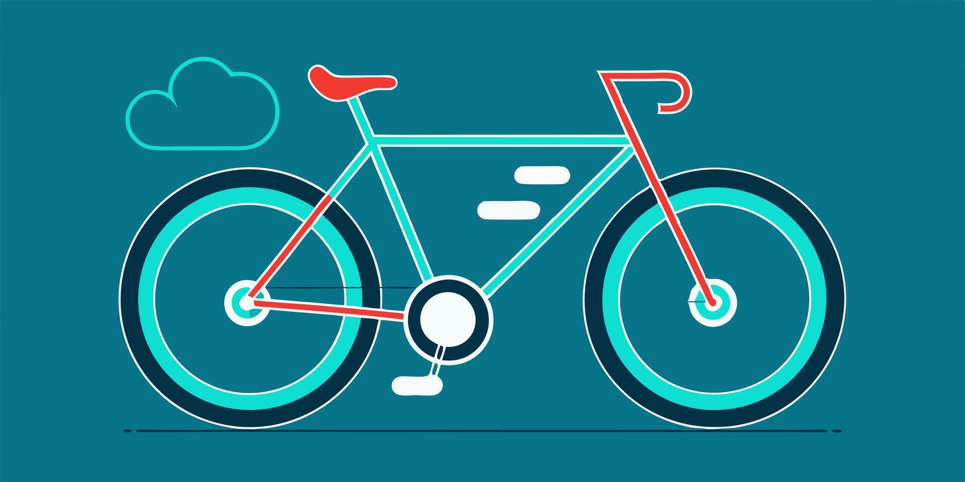 A bicycle is shown with a cloud in the background vector