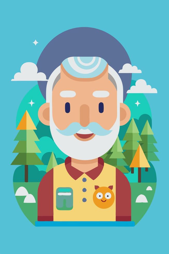 An illustration of an old man with a beard and hat vector