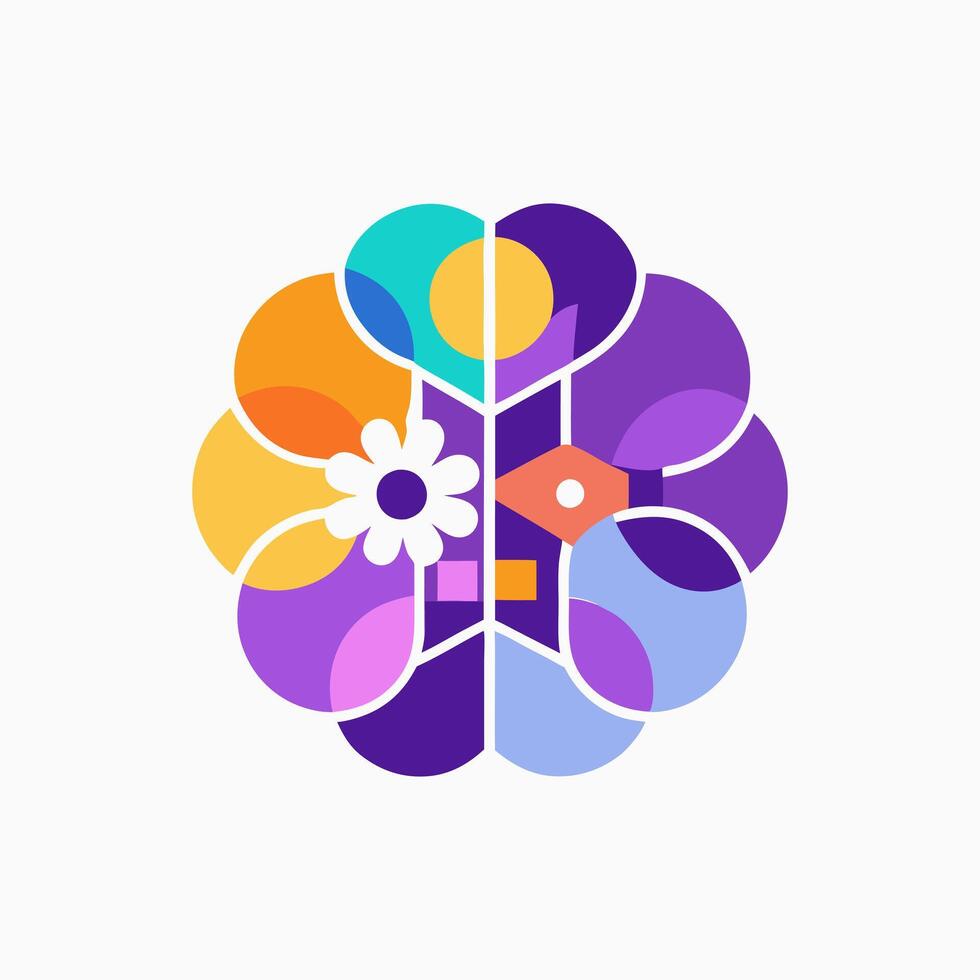 A colorful logo with a flower in the center vector