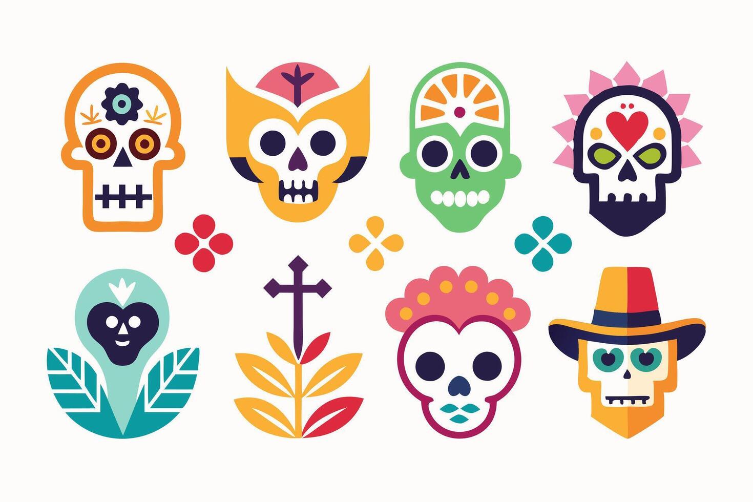 Day of the dead skull icons vector