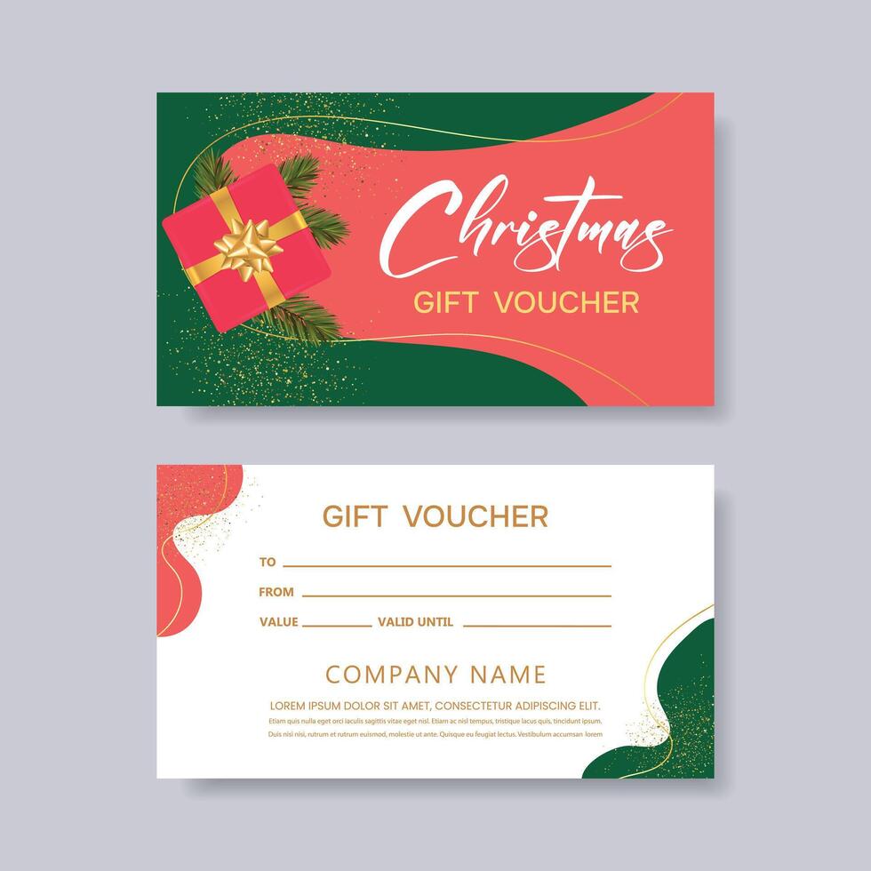 Christmas and New Year Gift Voucher Template. Merry Christmas, Happy New Year, Premium Design. vector