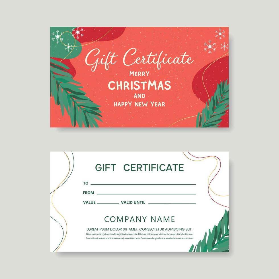 Christmas and New Year gift voucher template. Merry Christmas, happy new year, Christmas design. vector