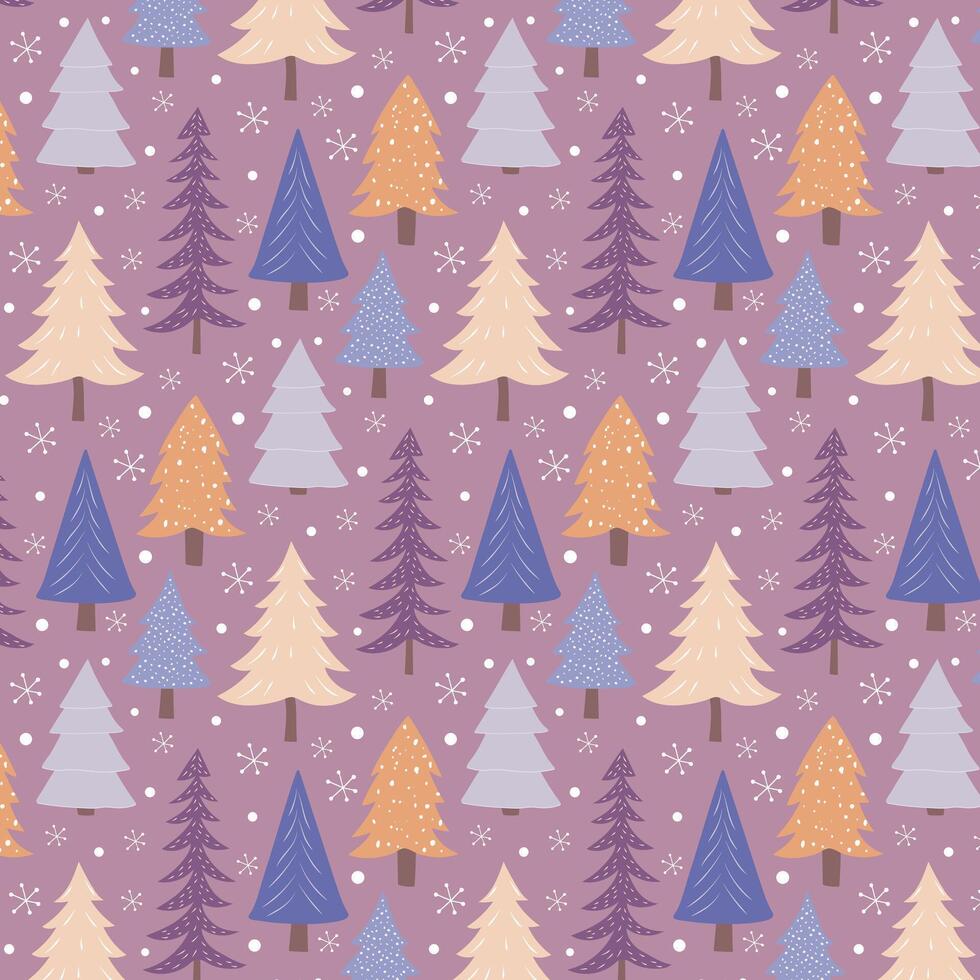 Background with Christmas trees. Festive winter pattern. vector