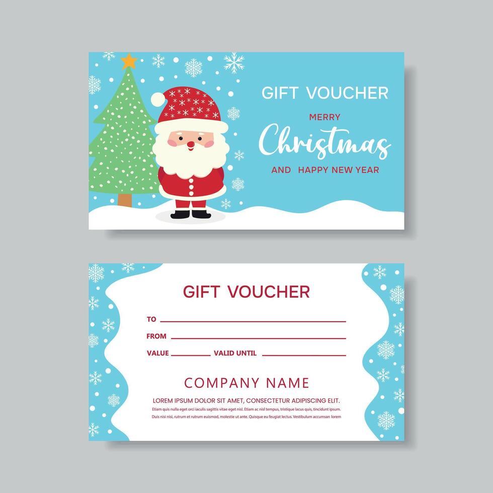 Christmas and New Year gift voucher template. Merry Christmas, happy new year. vector