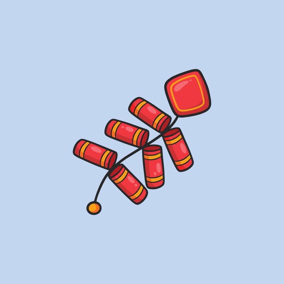 Chinese firecracker in flat design. vector