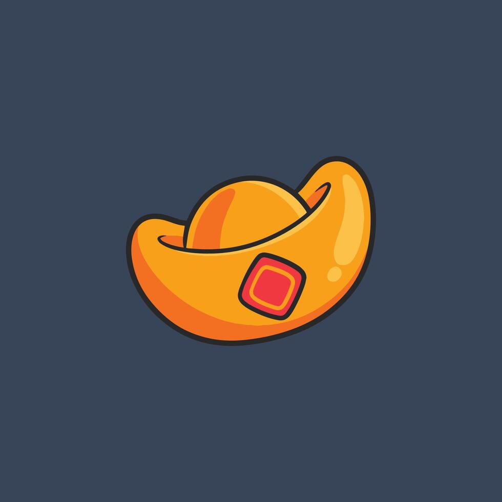 Chinese golden cap in flat design. vector