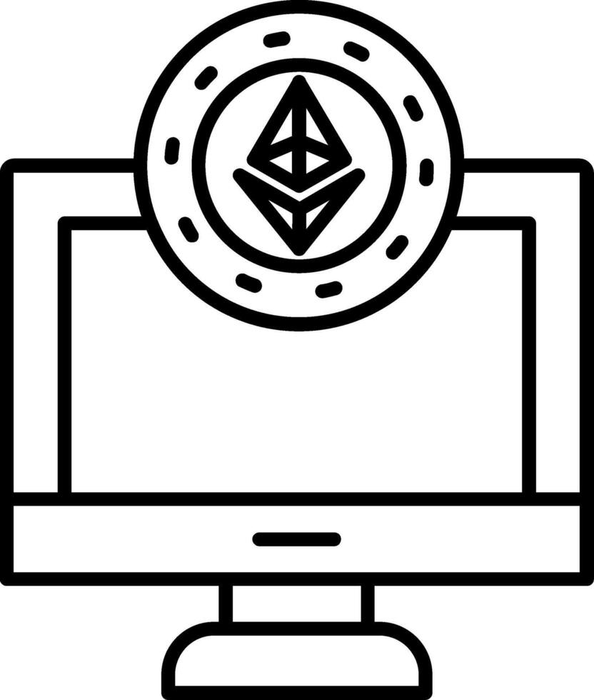 A computer monitor with an ethereum logo on it vector