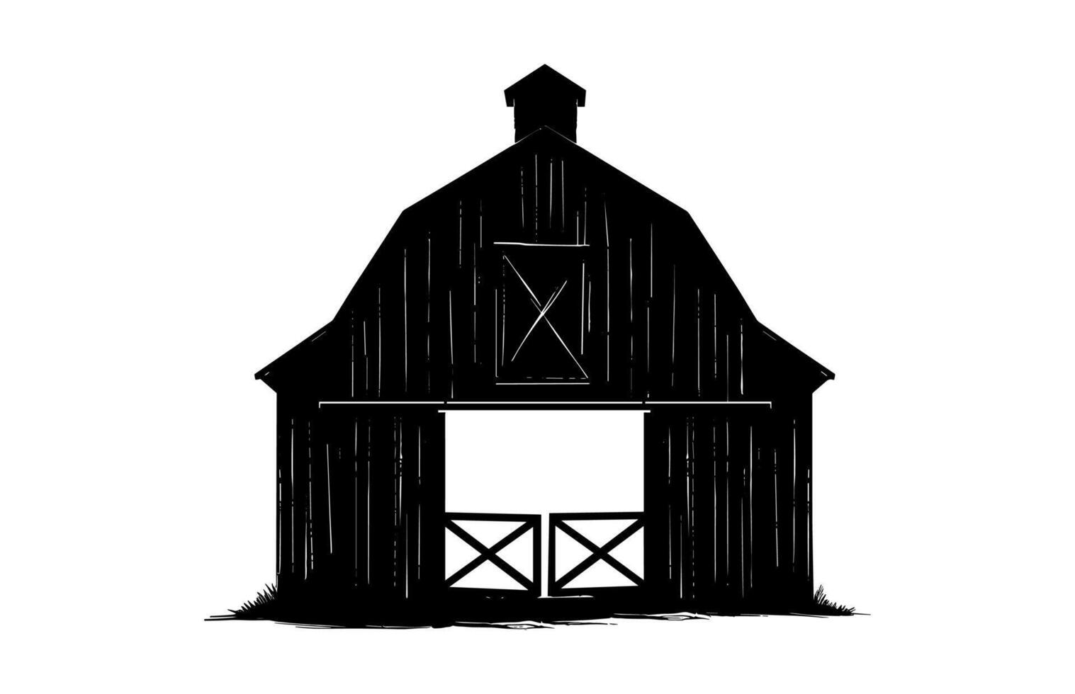 Farm Barn Black Silhouette isolated on a white background vector