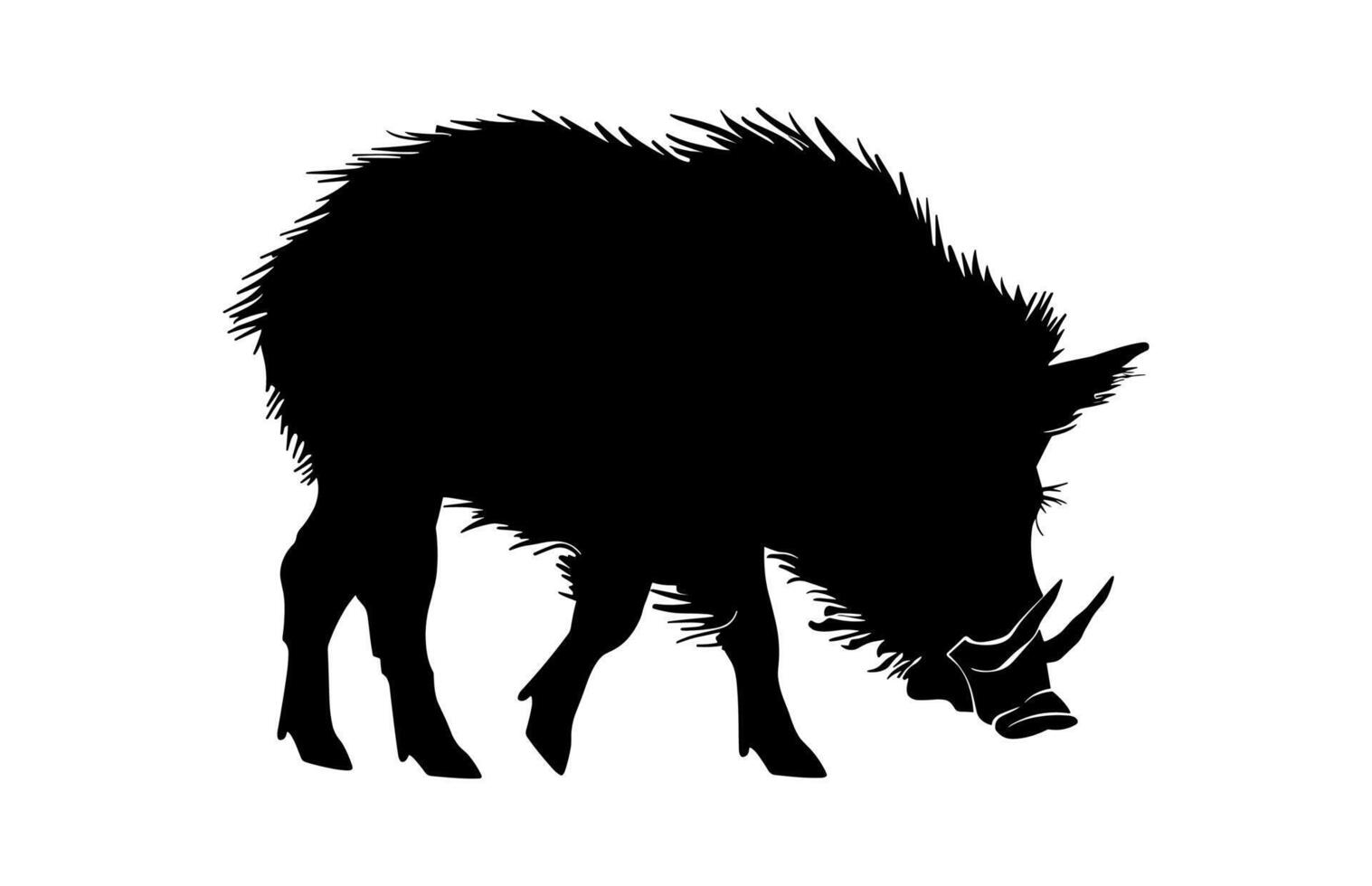 Wild Boar Silhouette, Black Boar Clipart vector