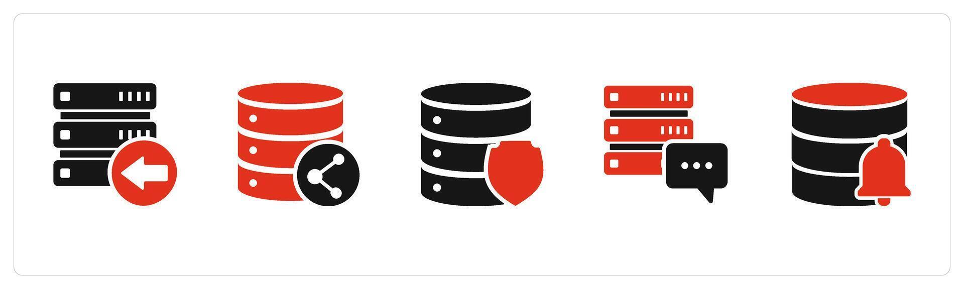 A set of 5 Internet icons as receive server, share server, server shield vector