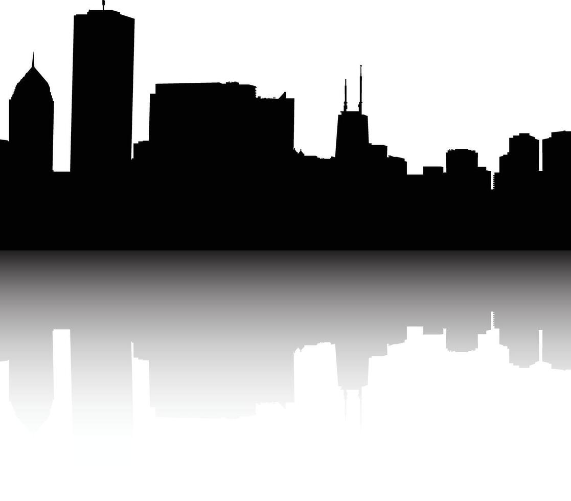flat city skyline silhouette background, architecture and buildings vector