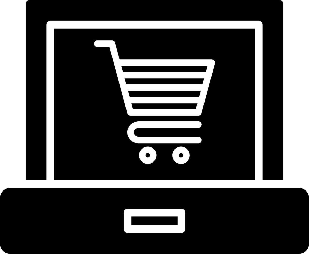 Shopping cart icon on laptop computer vector