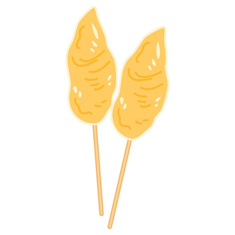 Telur Gulung, Rolled Egg with Skewers street food vector