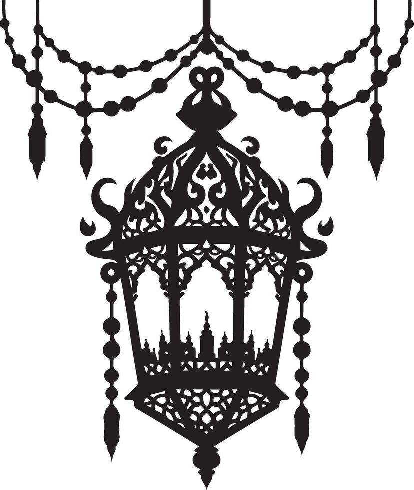 Ramadan Lantern Silhouette in Black for Artistic Home Designs vector