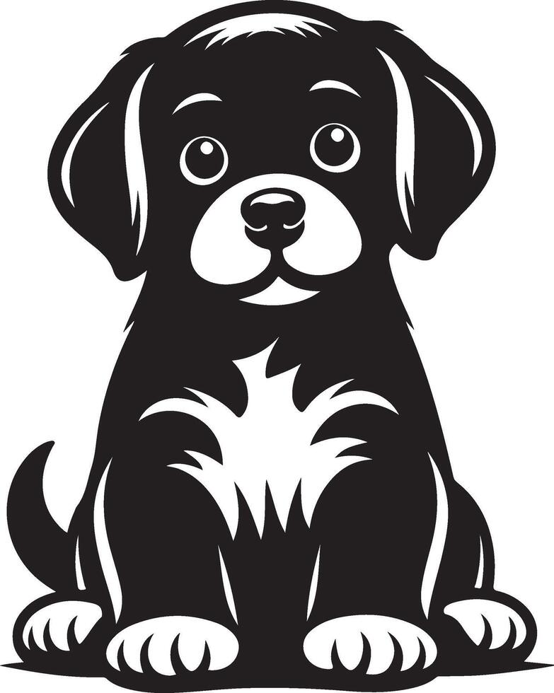 Adorable Puppy Silhouette in Black for Creative Projects vector