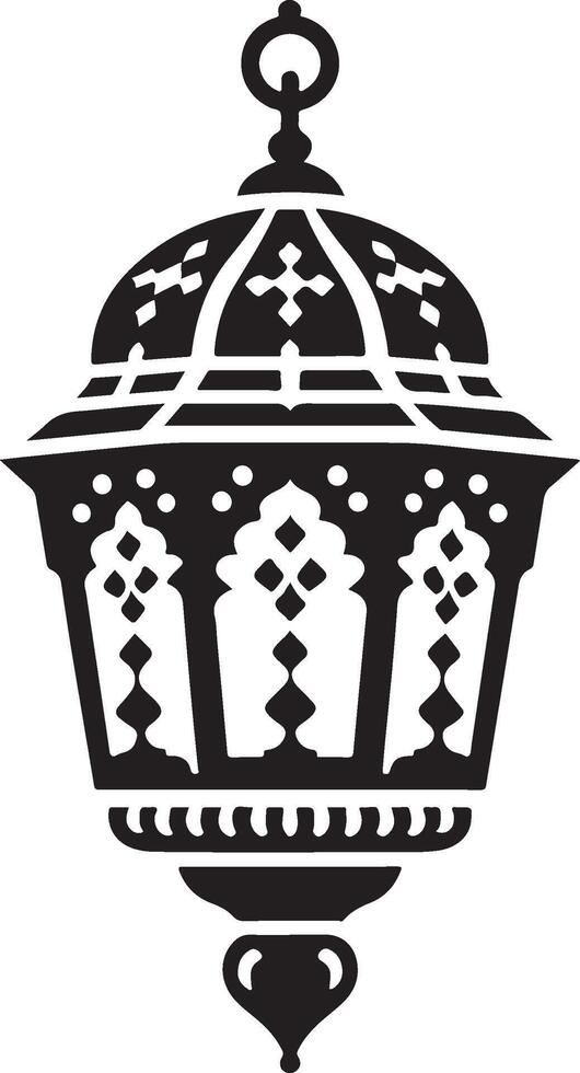 Simple Islamic Lantern Silhouette in Black for Ramadan Wall Art vector