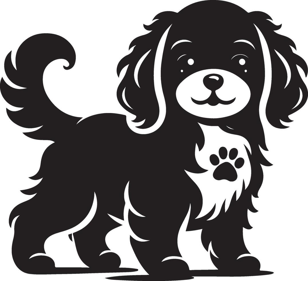 Charming Silhouette of a Puppy for Kids' Coloring Pages vector