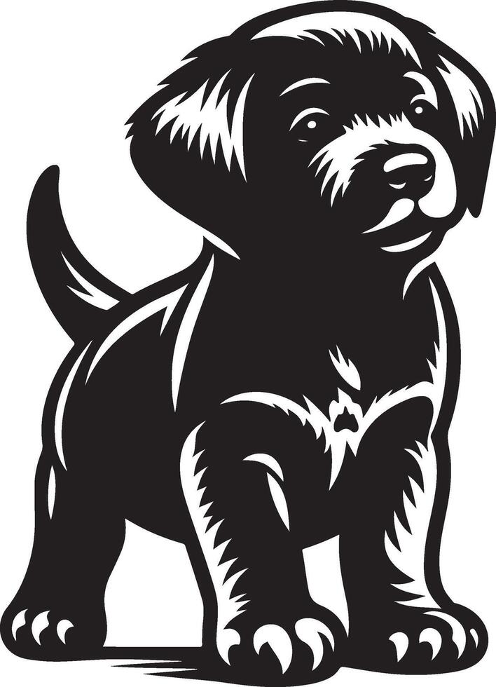 Charming Black Silhouette of a Sweet Baby Dog Puppy vector