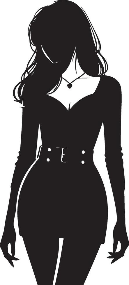 Elegant Black Silhouette of Fashion Model for Modern Art Decor vector