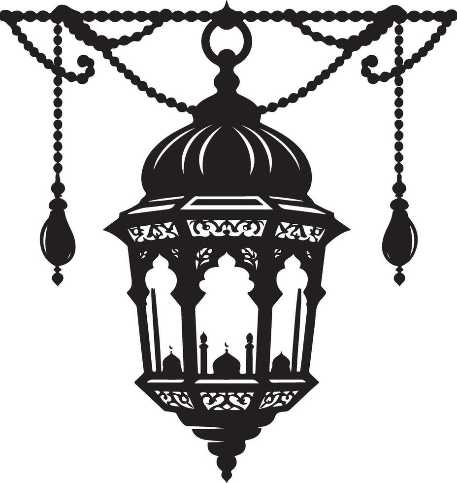 Islamic Lantern Black Silhouette for Ramadan Home Decor vector