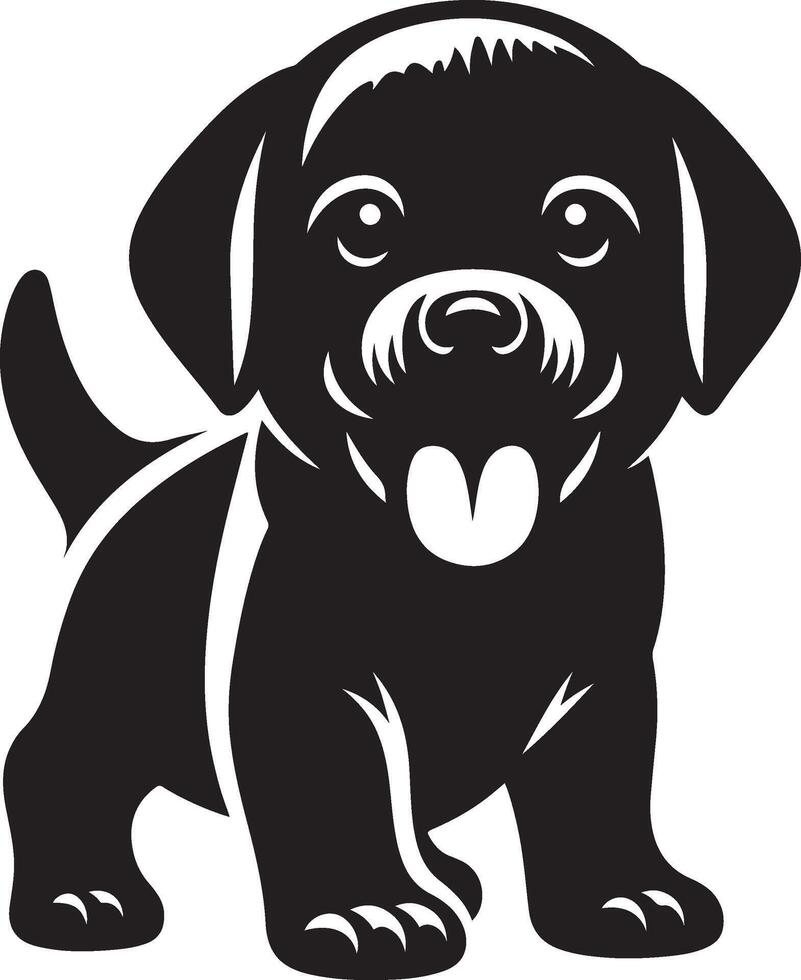 Playful Black Silhouette of a Baby Dog for Prints vector