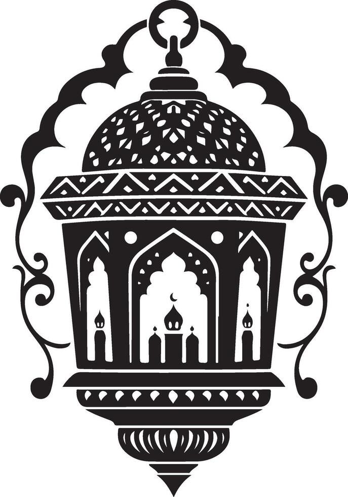 Islamic Lantern Silhouette Black Hanging Decor for Ramadan vector