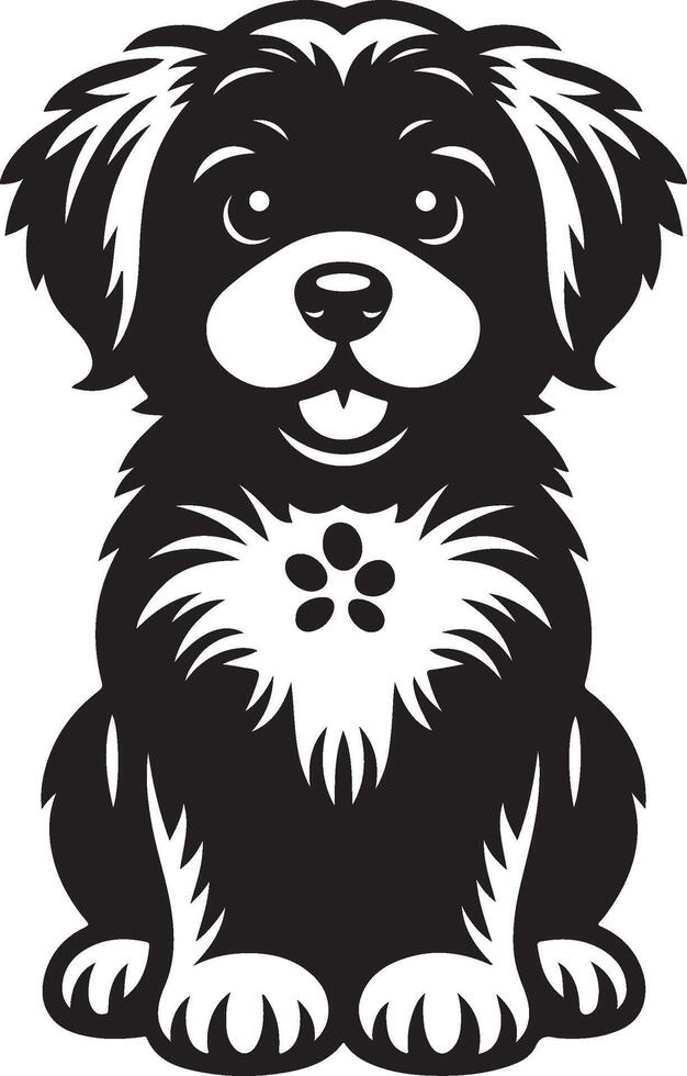 Cute Baby Dog Silhouette Design for Stickers and Stationery vector