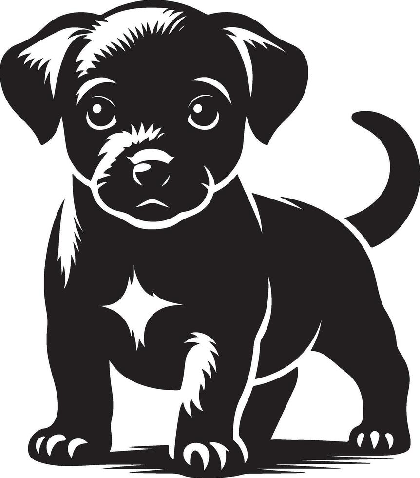 Black Silhouette of a Cute Baby Dog for Pet Lovers vector
