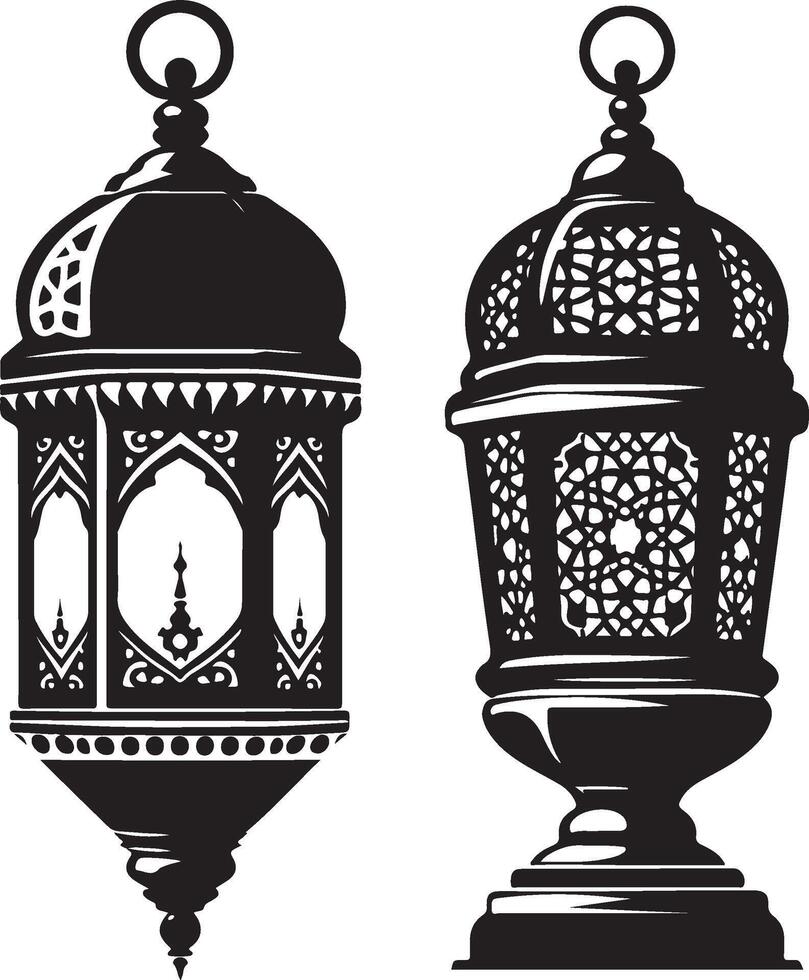Simple Black Islamic Lantern Silhouette for Minimalist Artwork vector
