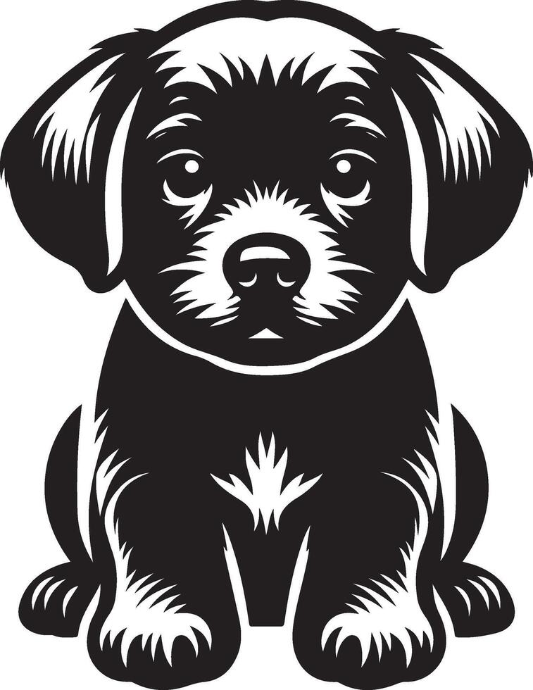 Cute Puppy Silhouette in Black for Crafting and Design vector