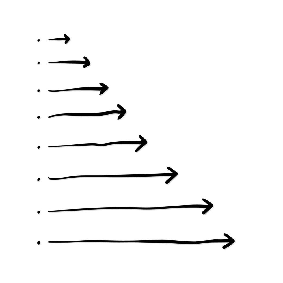 Set of hand drawn straight arrows icons black color illustration eps 10 vector