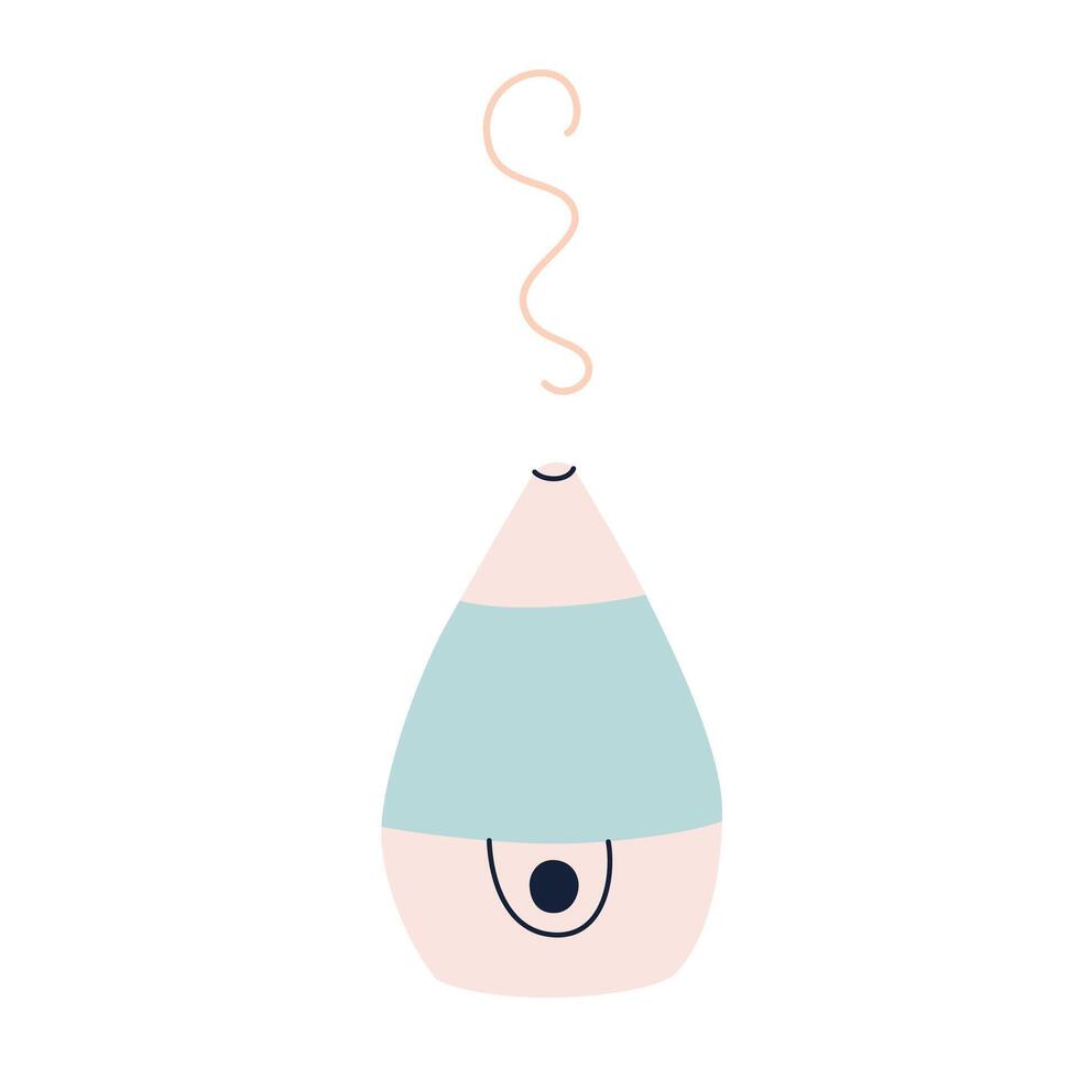 illustration of home humidifier. Flat cartoon design, home appliances, air quality, and wellness. Ideal for interior decor and healthy living theme, isolated colored clipart on white background vector