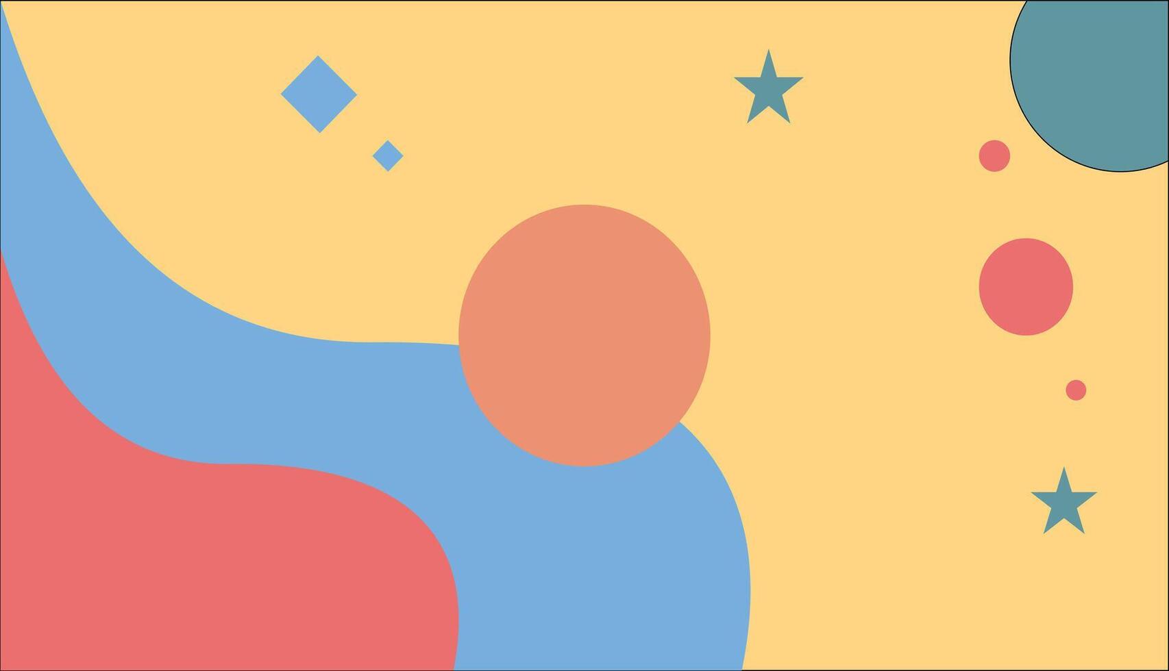 abstract background with circles and stars, Background illustration in flat design. Abstract background with geometric shapes and dots in retro-modern style colors vector