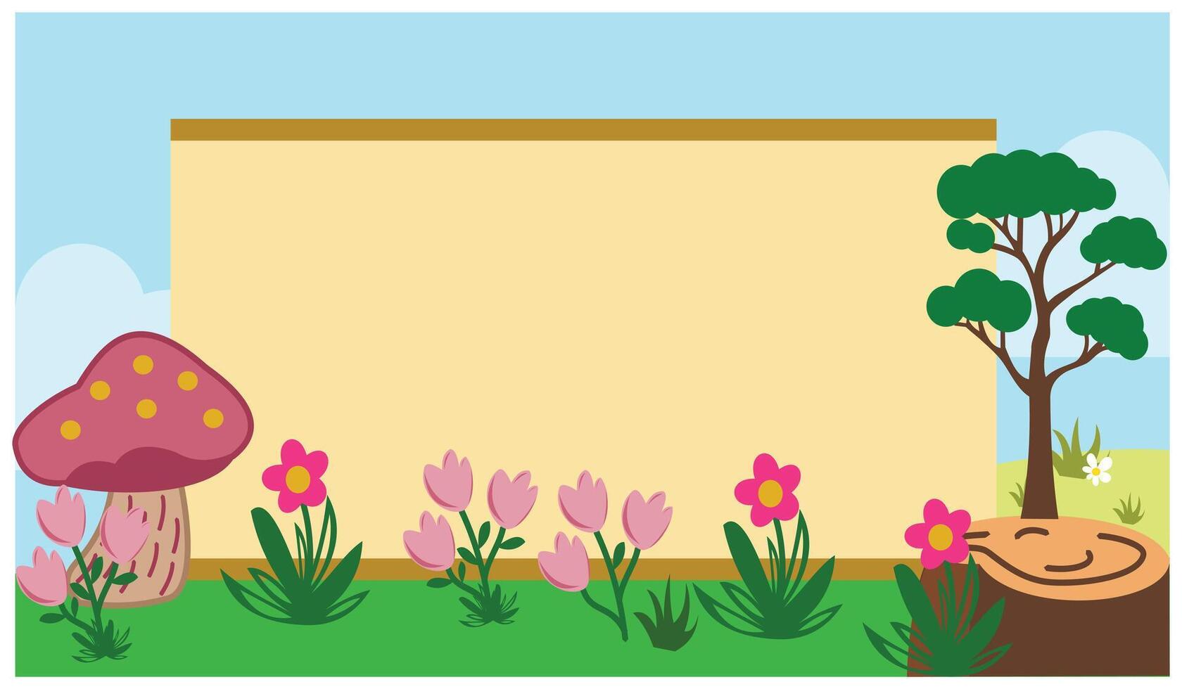 banner with flowers on the meadow. landscape with grass and flowers. Illustrations of prairie habitats that are suitable for use in living creatures textbooks, children's books vector