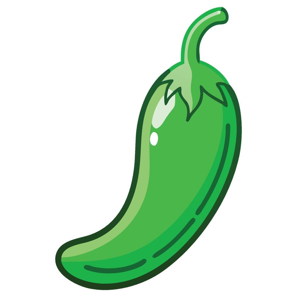 Stylized Green Jalapeno Pepper vector