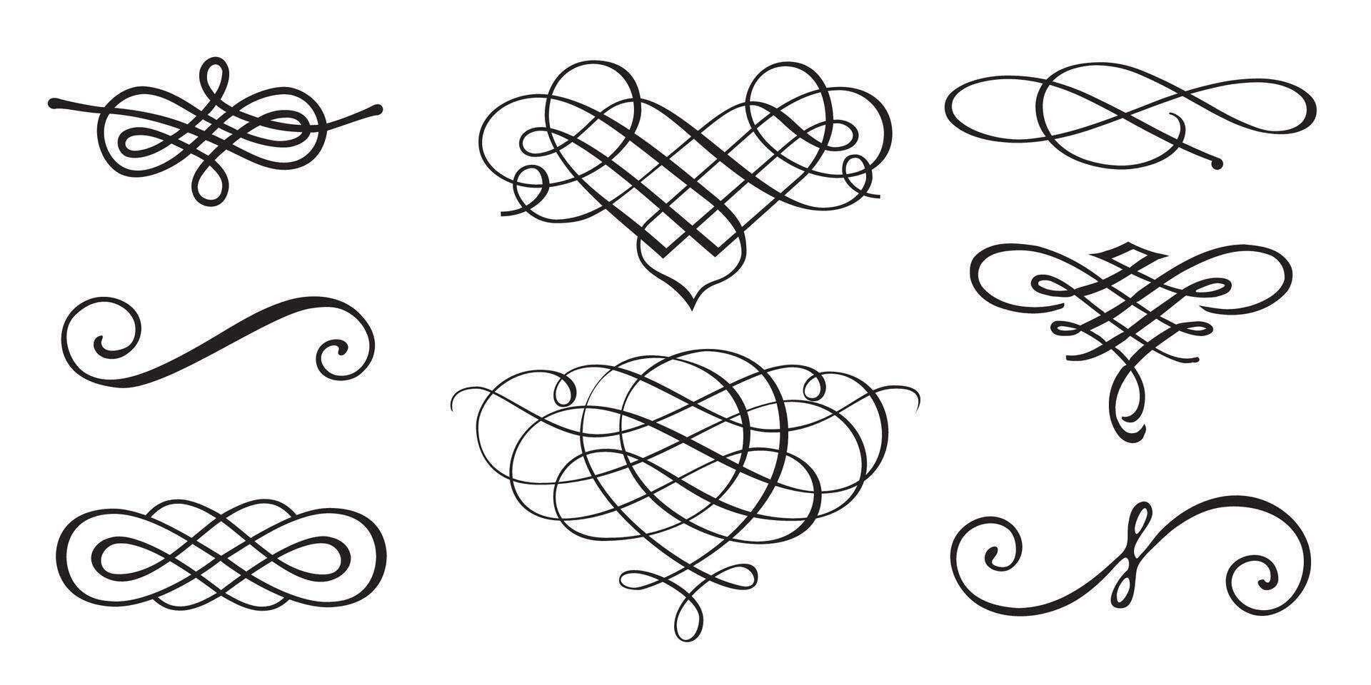 Set of decorative calligraphic divider elements vector