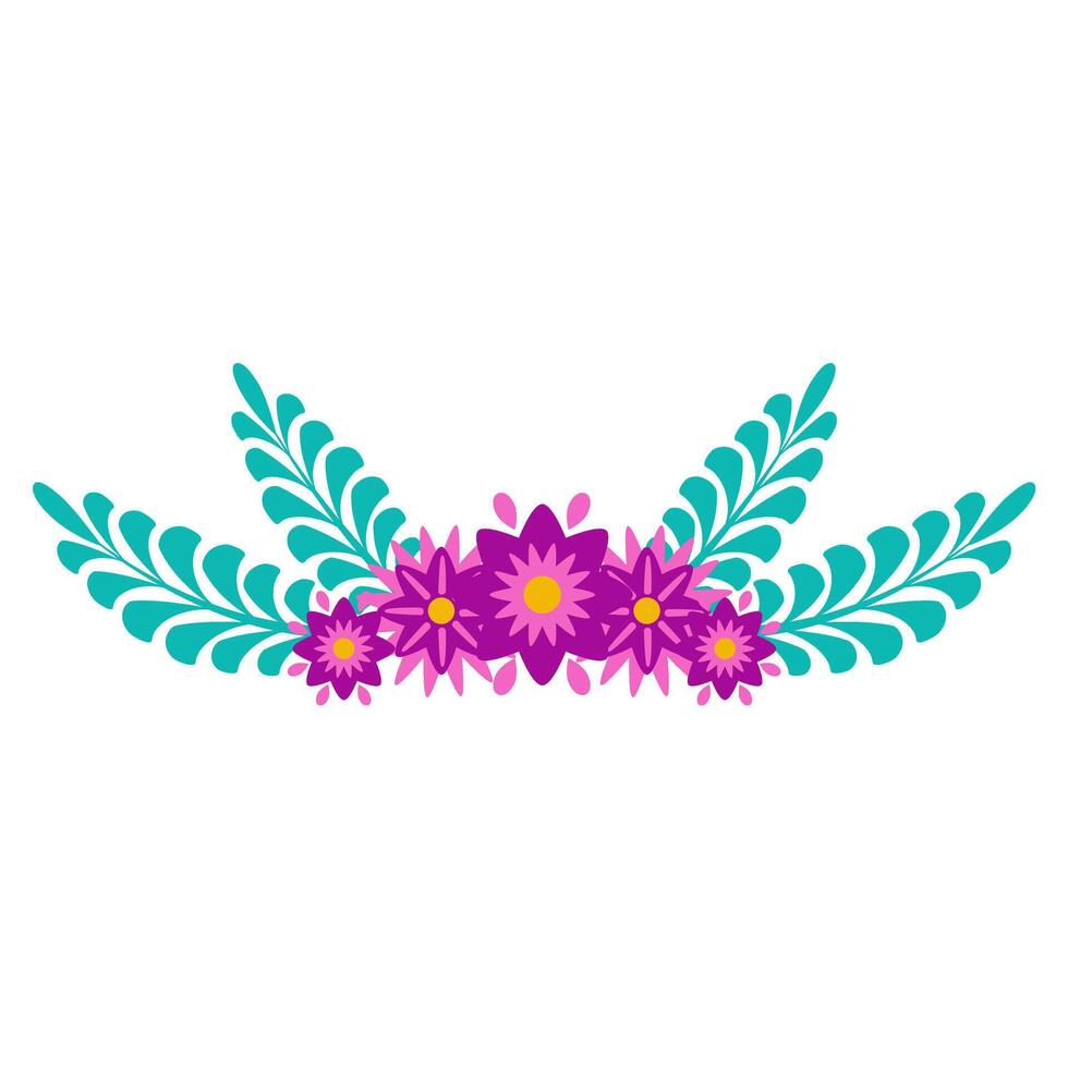 The botanical boundary of the frame line with geometric colors and leaves. Folcloric Scandinavian motive wreath vector