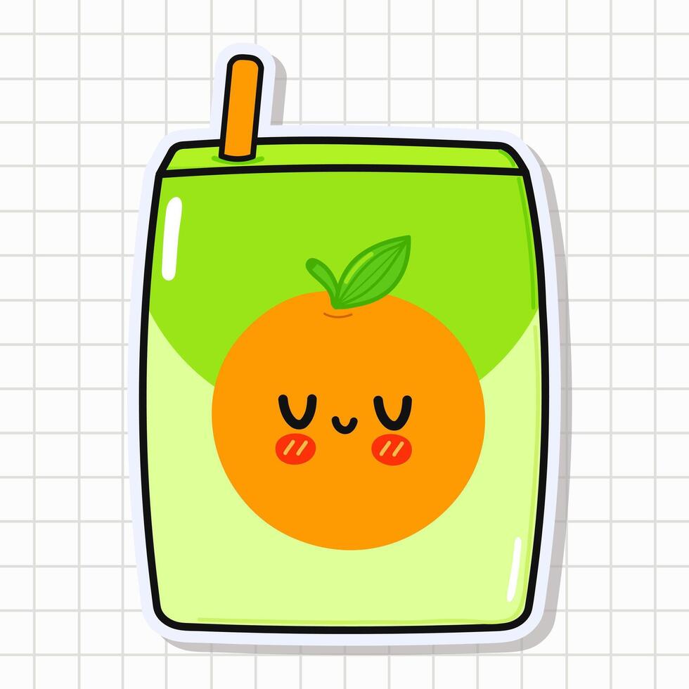 Cute funny Juice sticker. hand drawn cartoon kawaii character illustration icon. Isolated on background. Orange juice card character concept vector