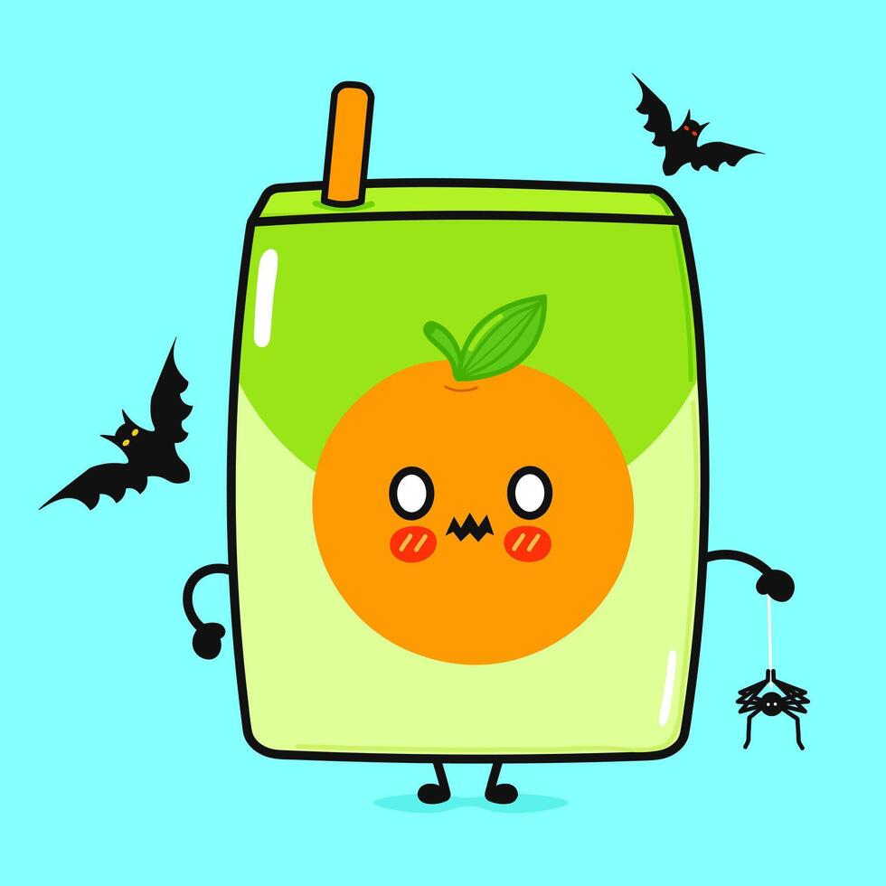 Terrible Juice character. hand drawn cartoon kawaii character illustration icon. Isolated on blue background. Zombie Orange juice. Halloween concept vector