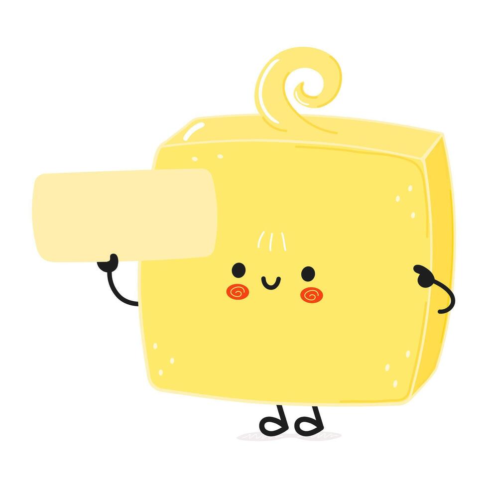 Cute funny Butter poster character. hand drawn cartoon kawaii character illustration. Isolated white background. Butter poster vector