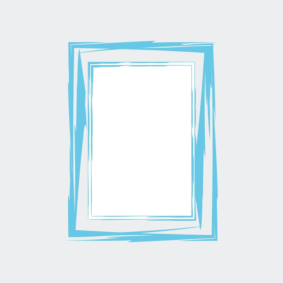 a rectangular frame with a clean, white interior space, ideal for displaying content. The frame is composed of multiple layers of light blue lines. vector