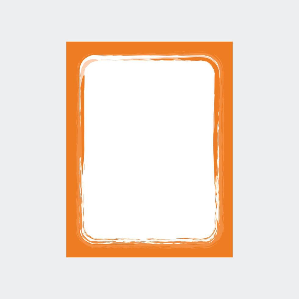 a rectangular frame with a vibrant orange border. The border has a slightly textured, brushstroke appearance, giving it a hand-painted look. vector