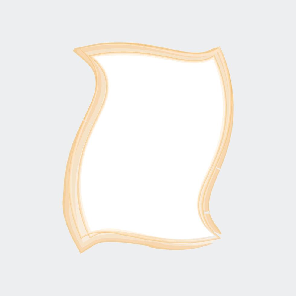 a decorative frame that has a wavy, irregular shape, giving it an artistic and unique appearance. The frame is light-colored, possibly beige or pale wood, and has a smooth finish. vector