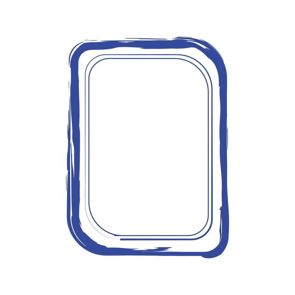 a rectangular frame with rounded corners. The outer edge of the frame is outlined in a bold blue color, while the inner part has a thinner, lighter blue line that follows the same rounded shape. vector