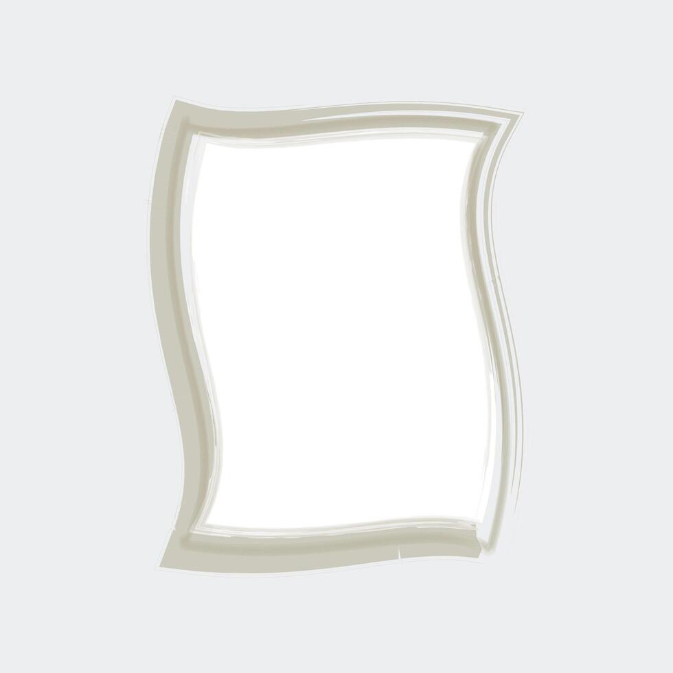 a stylized, wavy picture frame that is predominantly white with a light, soft-colored border. vector