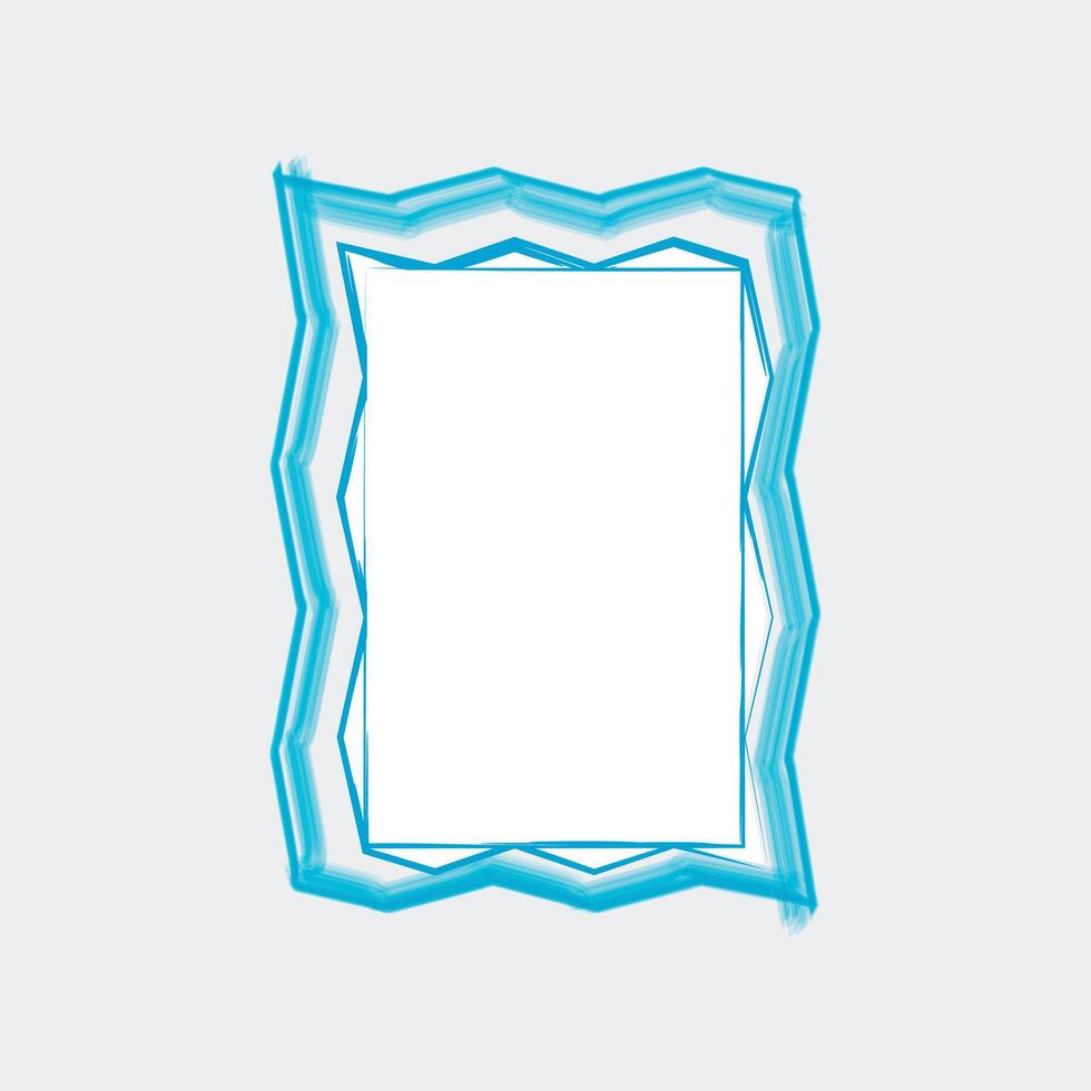 a decorative frame with a wavy, zigzag design. The frame is outlined in a vibrant blue color, creating a dynamic and eye-catching effect. vector